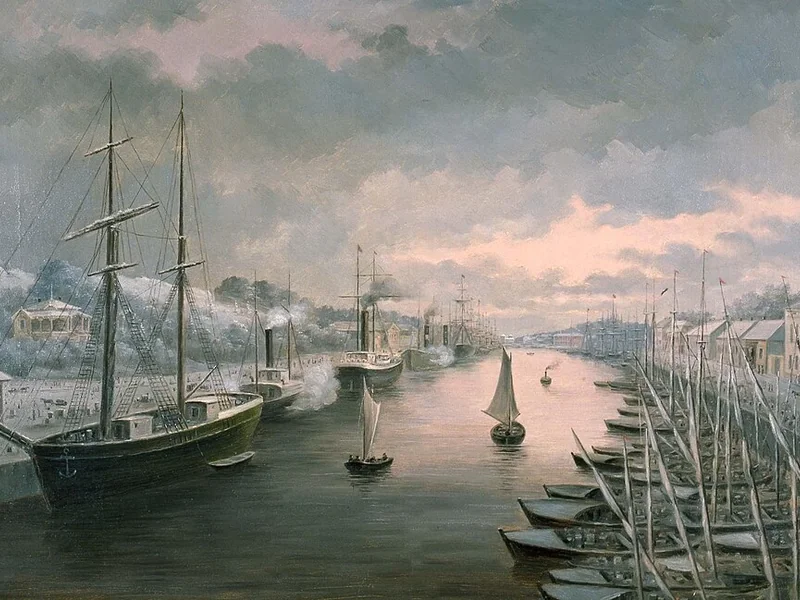 1823-Johan Jakob Reinberg - Vista invernale a valle del ponte Aura